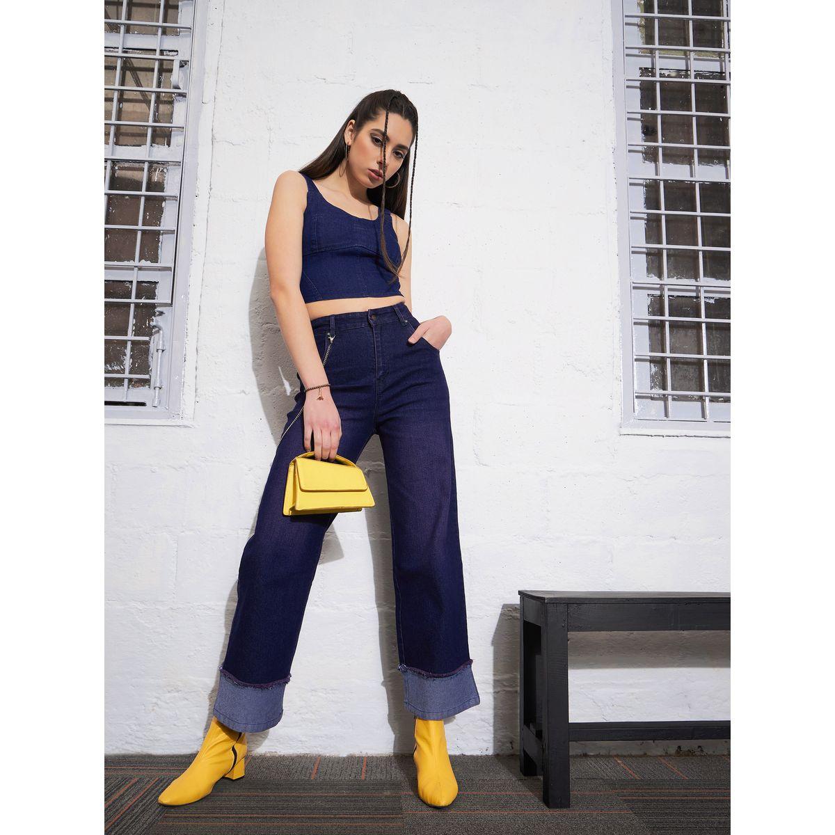 جينز مزين بسلسلة وتفاصيل مُحاكة ساسافراس × ستايلي-women-clothing-bottoms-jeans-image-6