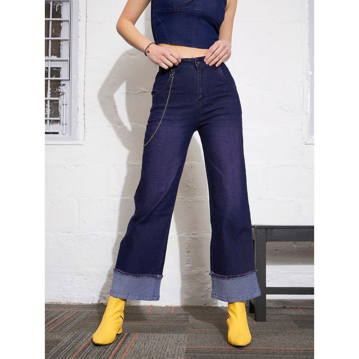 جينز مزين بسلسلة وتفاصيل مُحاكة ساسافراس × ستايلي-women-clothing-bottoms-jeans-image-8