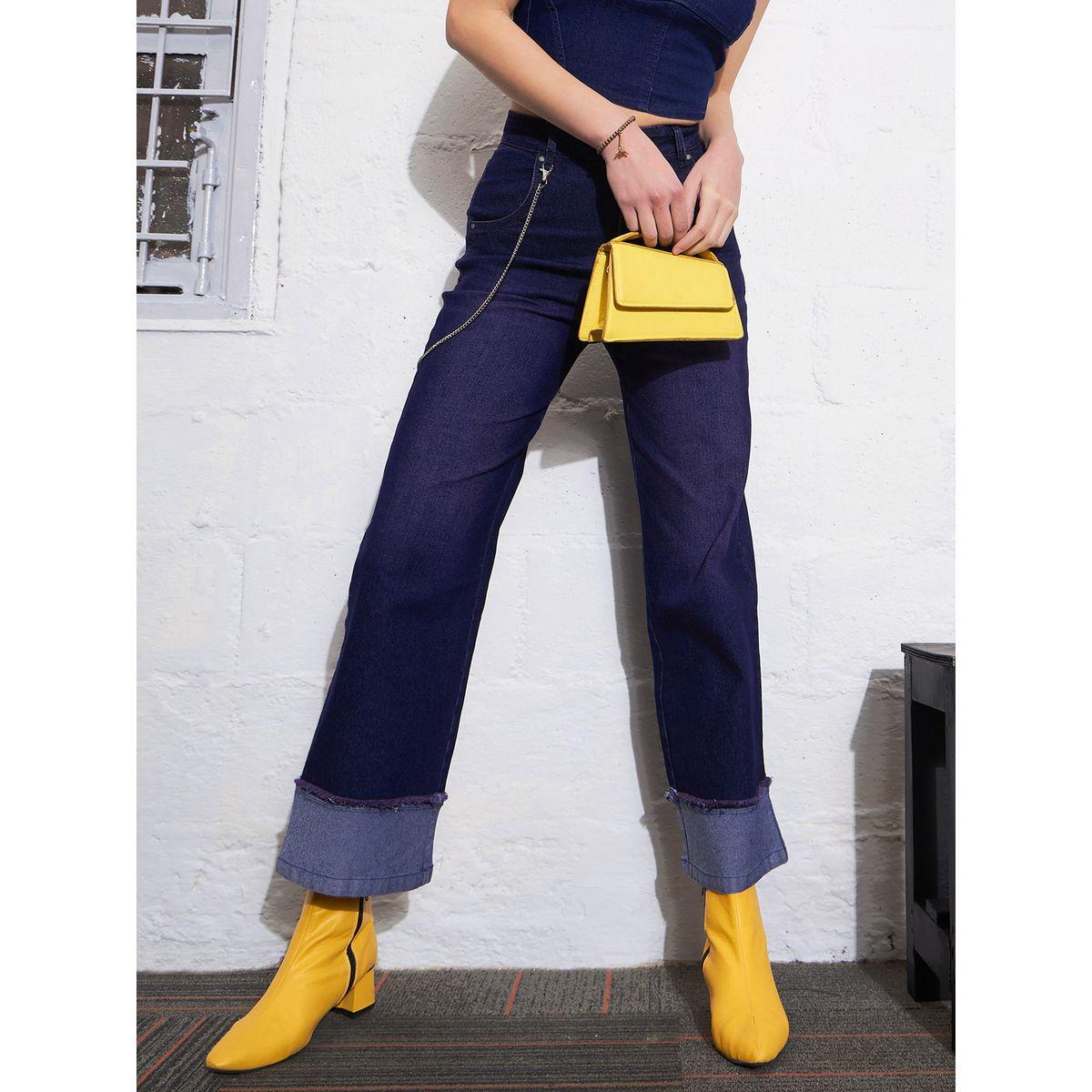 جينز مزين بسلسلة وتفاصيل مُحاكة ساسافراس × ستايلي-women-clothing-bottoms-jeans-image-9