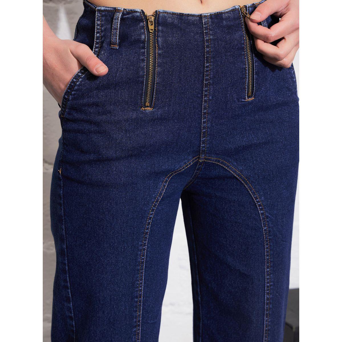 جينز بارجل مستقيمة مع سحَّاب غلق ساسافراس × ستايلي-women-clothing-bottoms-jeans-image-4