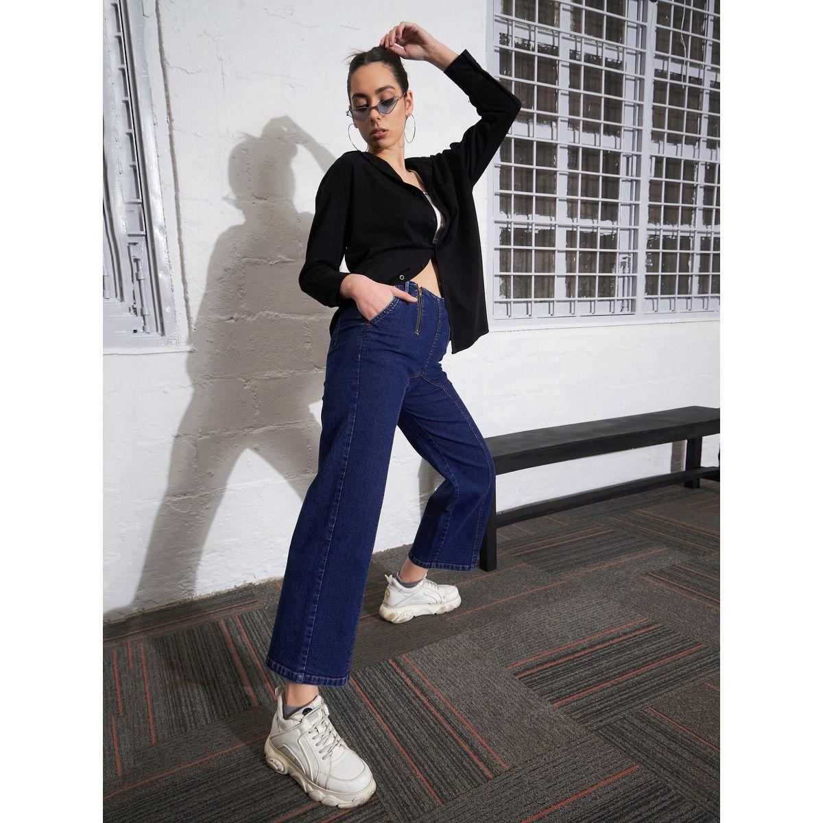 جينز بارجل مستقيمة مع سحَّاب غلق ساسافراس × ستايلي-women-clothing-bottoms-jeans-image-6