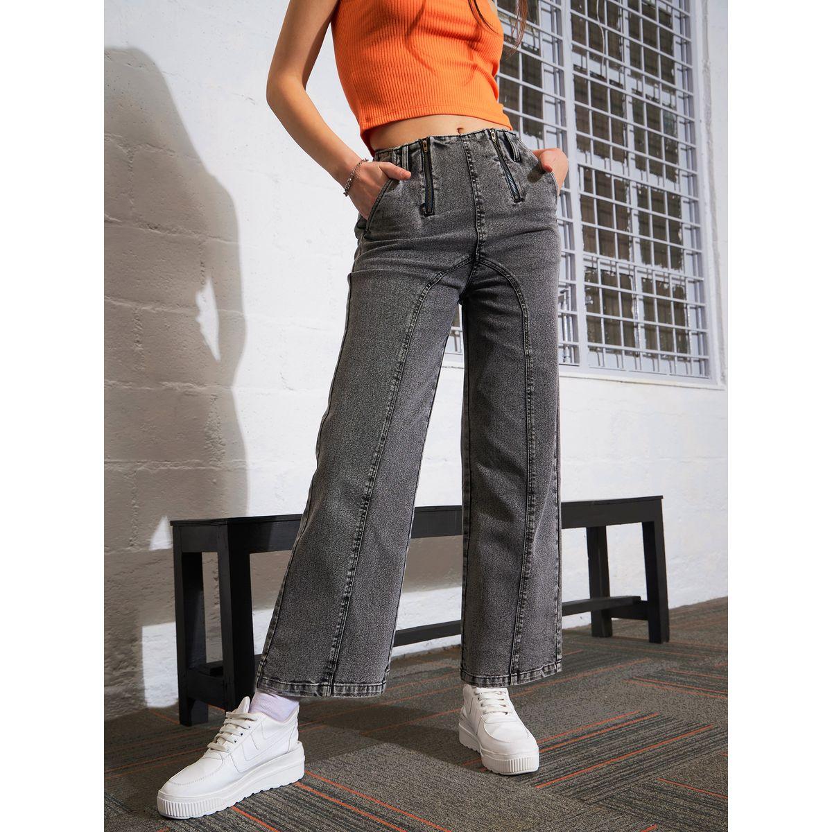 جينز بارجل مستقيمة مع سحَّاب غلق ساسافراس × ستايلي-women-clothing-bottoms-jeans-image-1