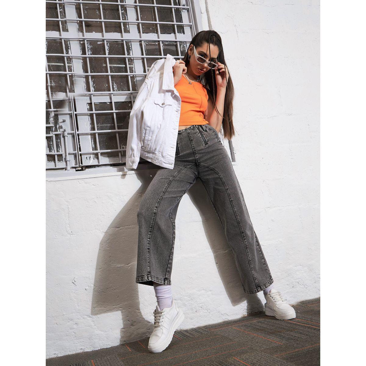 جينز بارجل مستقيمة مع سحَّاب غلق ساسافراس × ستايلي-women-clothing-bottoms-jeans-image-2
