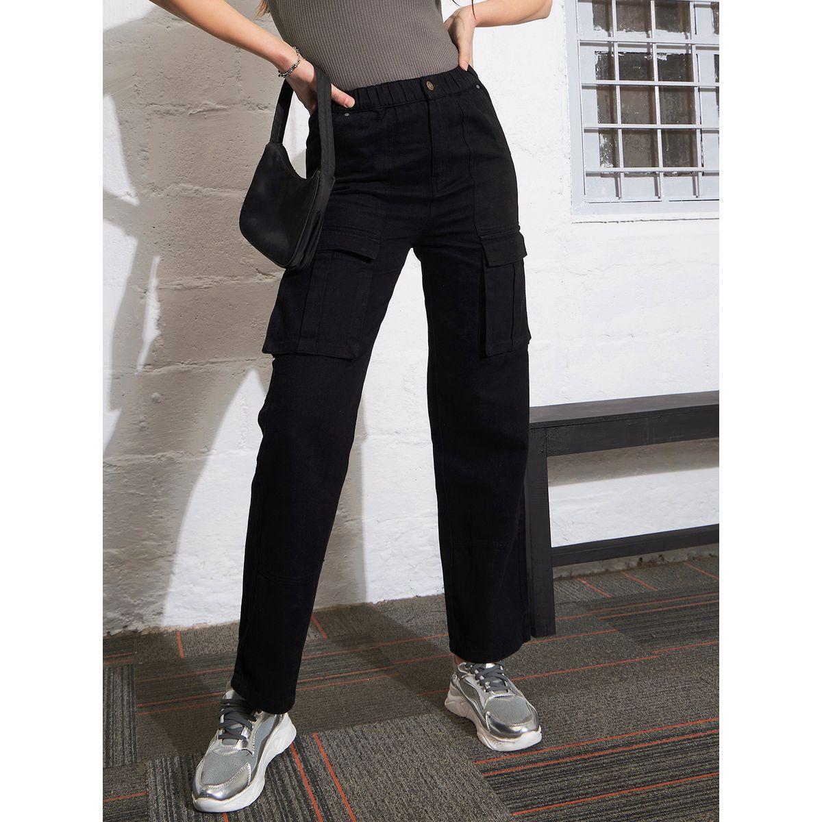 جينز كارجو بخصر عالي مع جيوب ساسافراس × ستايلي-women-clothing-bottoms-jeans-image-7