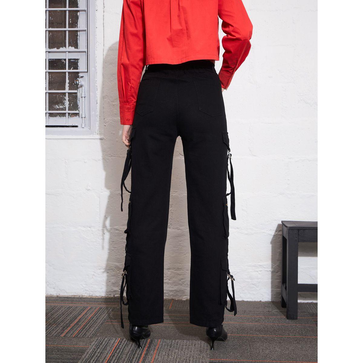 جينز كارجو بارجل مستقيمة وجيوب بسحَّاب غلق ساسافراس × ستايلي-women-clothing-bottoms-jeans-image-5