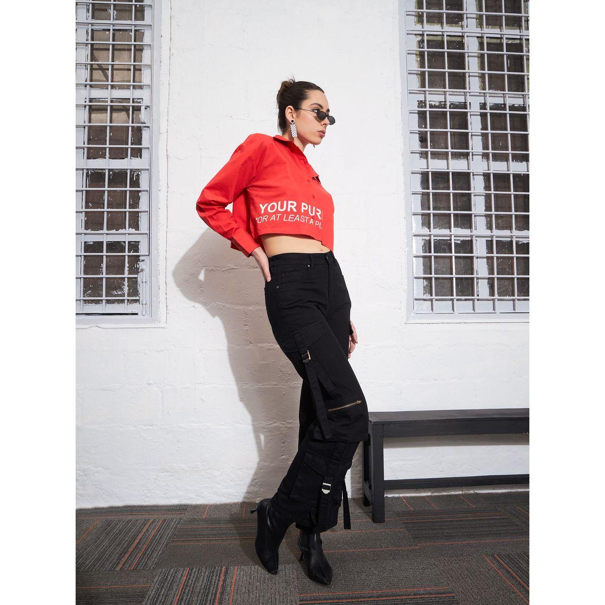 جينز كارجو بارجل مستقيمة وجيوب بسحَّاب غلق ساسافراس × ستايلي-women-clothing-bottoms-jeans-image-6