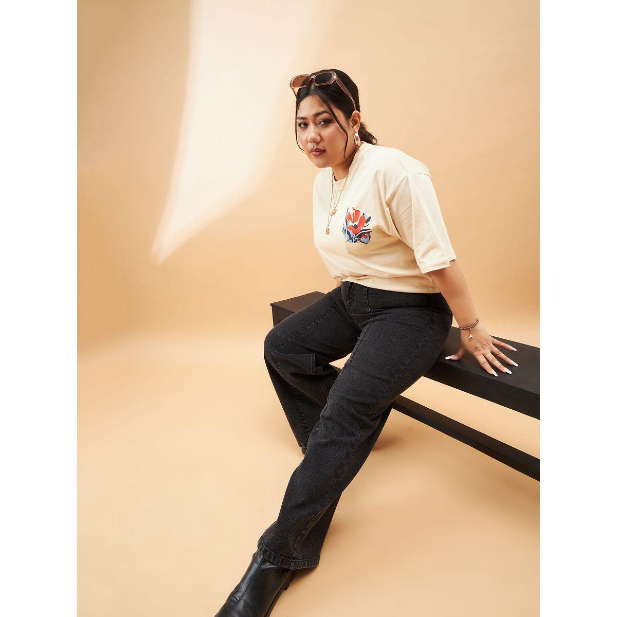 جينز بمقاس كبير وارج مستقيمة مع درزات ساسافراس × ستايلي-women-clothing-bottoms-jeans-image-6