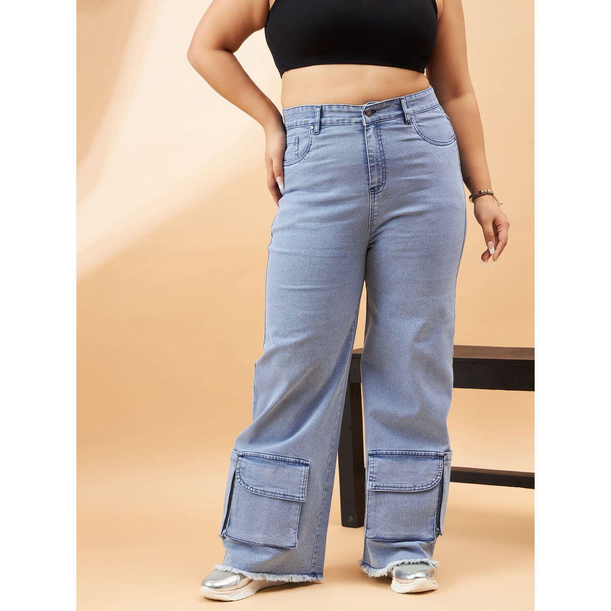 جينز بقمصاس كبير وارجل مستقيمة مع جيوب ساسافراس × ستايلي-women-clothing-bottoms-jeans-image-1