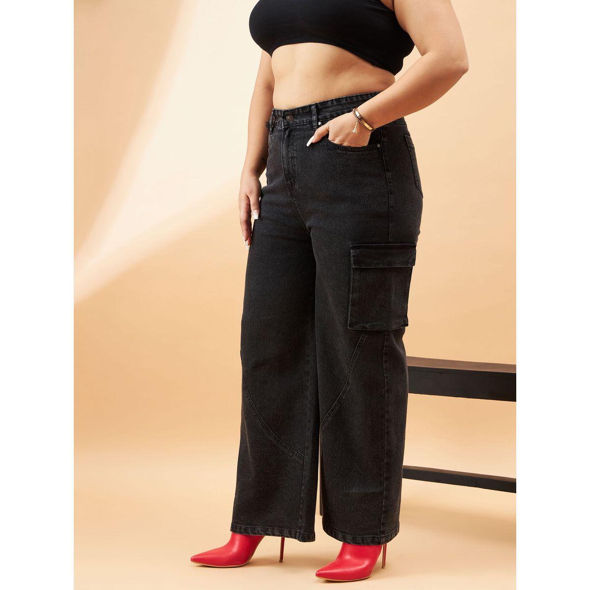 جينز بمقاس كبير مع ارجل مستقيمة وجيوب ساسافراس × ستايلي-women-clothing-bottoms-jeans-image-3
