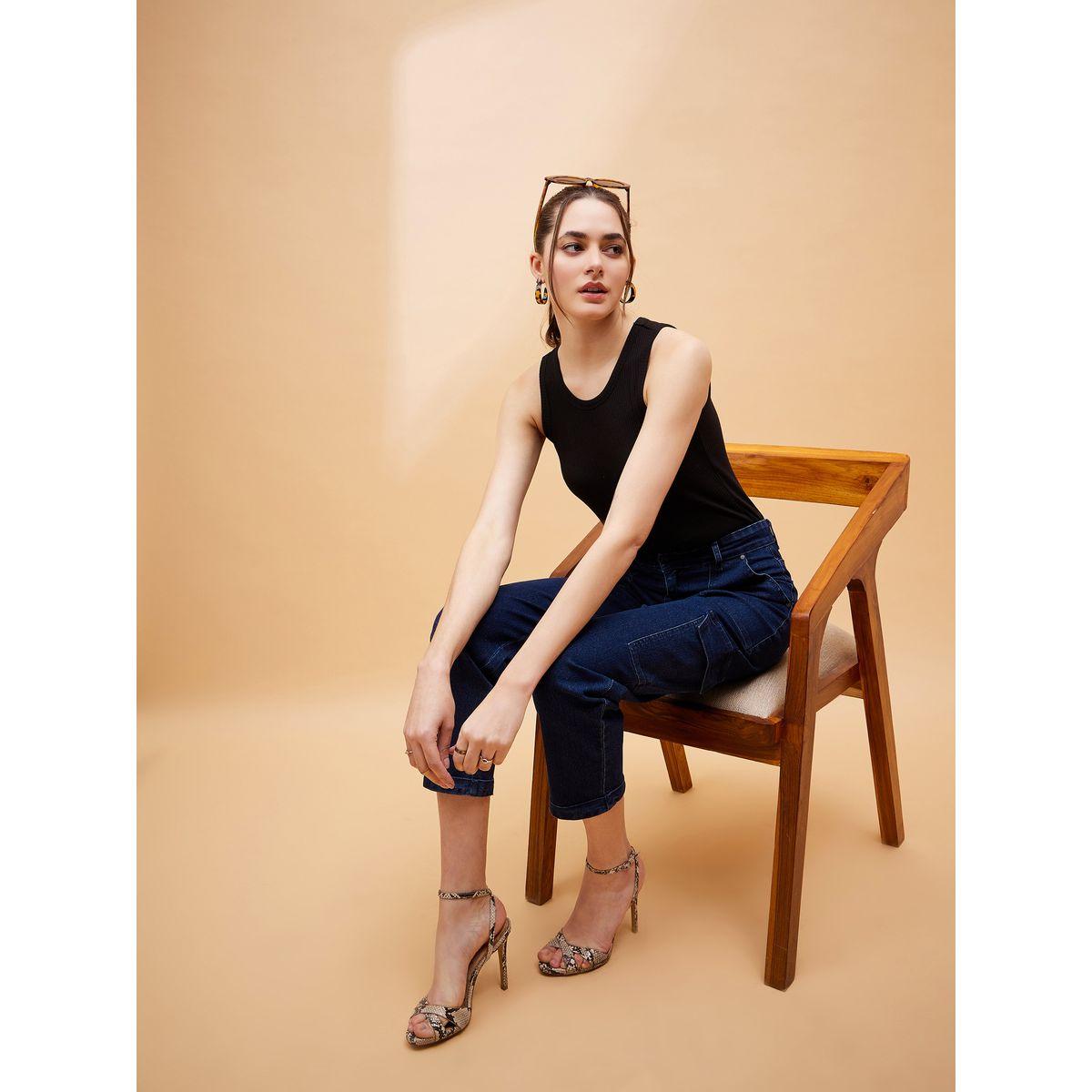 جينز بقصة بالون وخصر عالي مع جيوب ساسافراس × ستايلي-women-clothing-bottoms-jeans-image-6