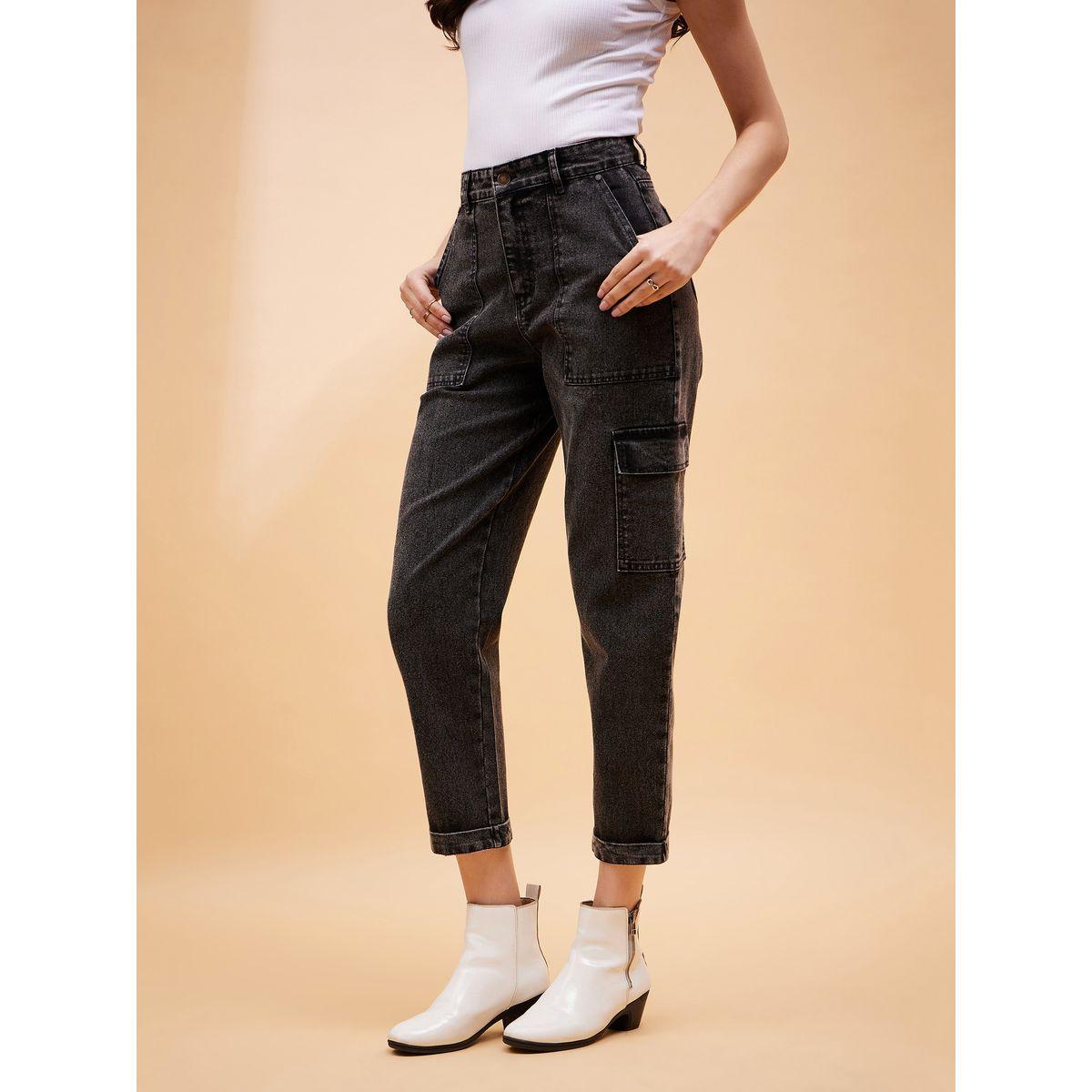 جينز بقصة بالون وخصر عالي مع جيوب ساسافراس × ستايلي-women-clothing-bottoms-jeans-image-3