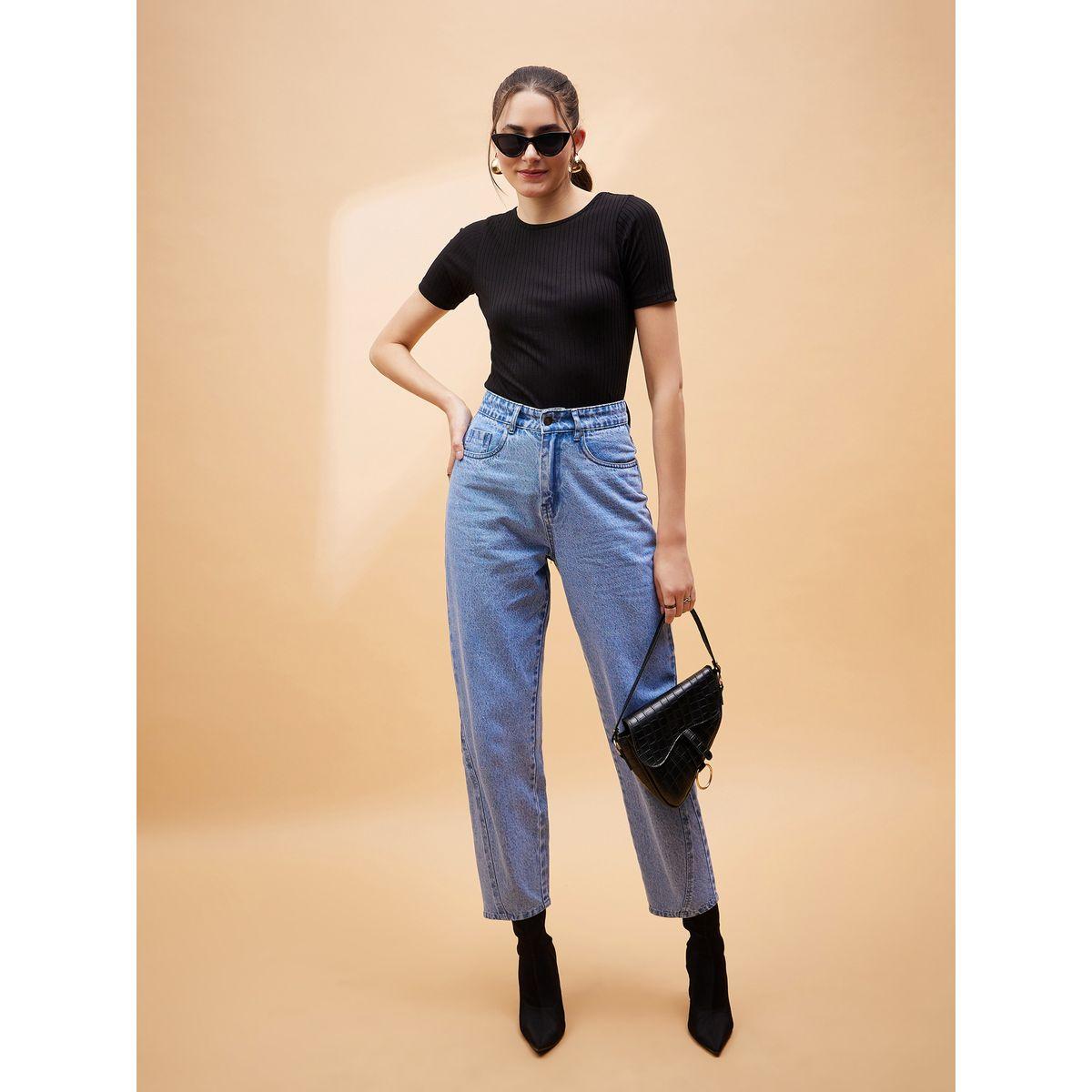 جينز بقصة بالون وخصر عالي مع جيوب ساسافراس × ستايلي-women-clothing-bottoms-jeans-image-6
