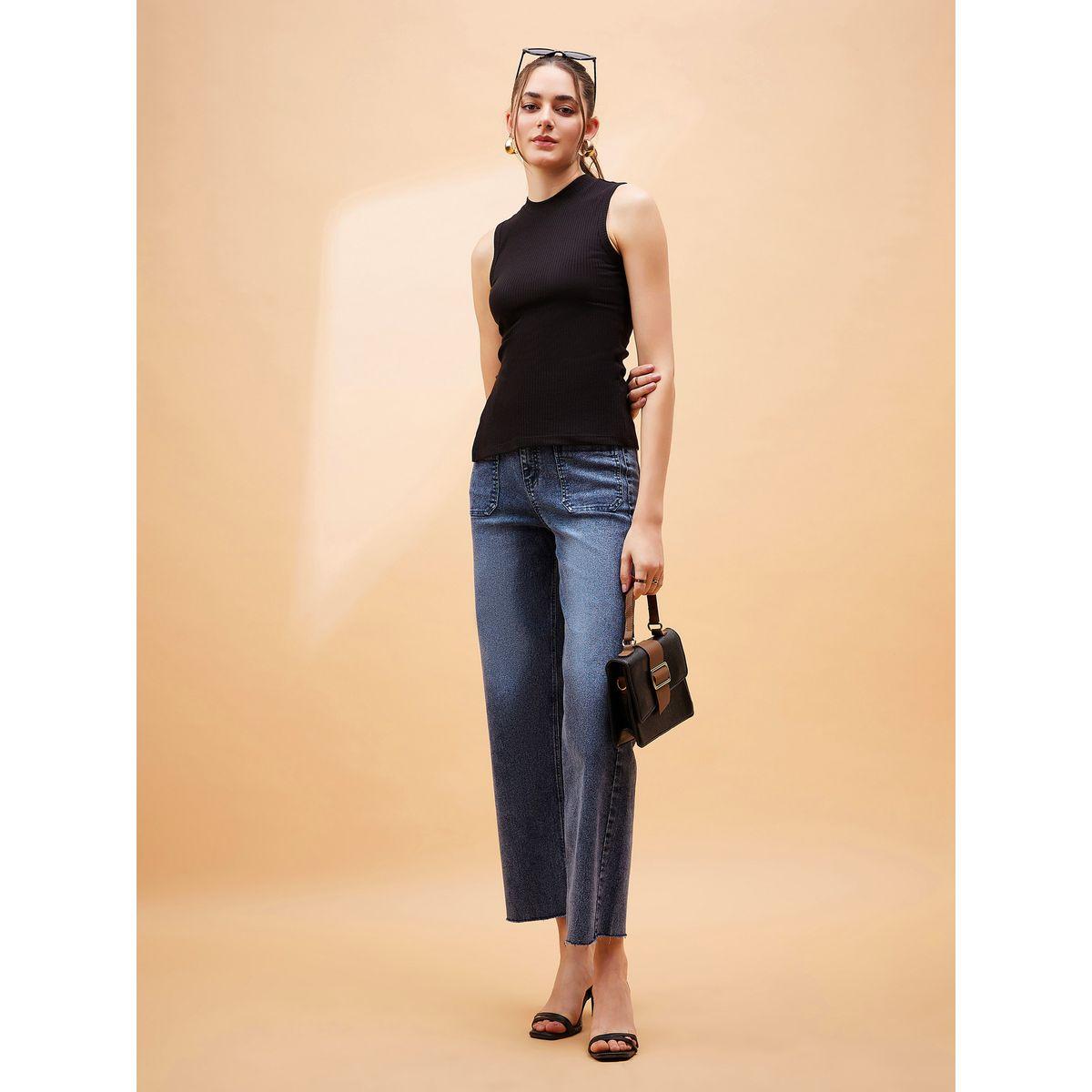 جينز بارجل مستقيمة مع جيوب ساسافراس × ستايلي-women-clothing-bottoms-jeans-image-2