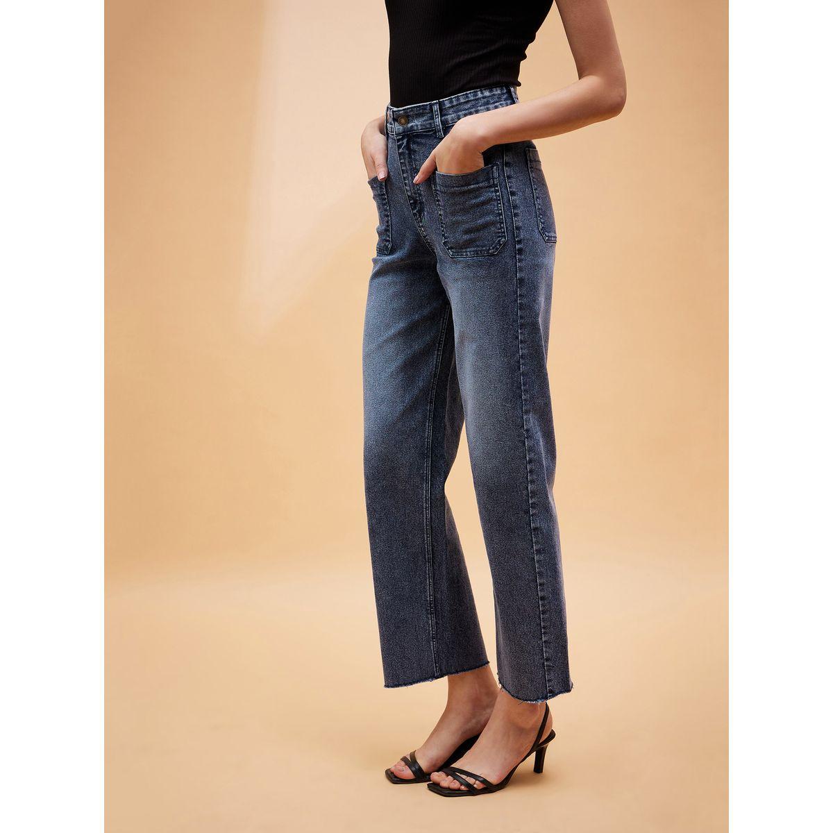 Sassafras X Styli  Mid Rise Raw Edge Straight Jeans with Patch Pocket-women-clothing-bottoms-jeans-image-3