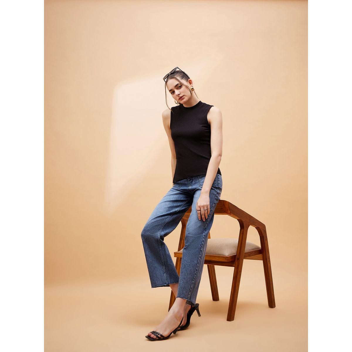 Sassafras X Styli  Mid Rise Raw Edge Straight Jeans with Patch Pocket-women-clothing-bottoms-jeans-image-6