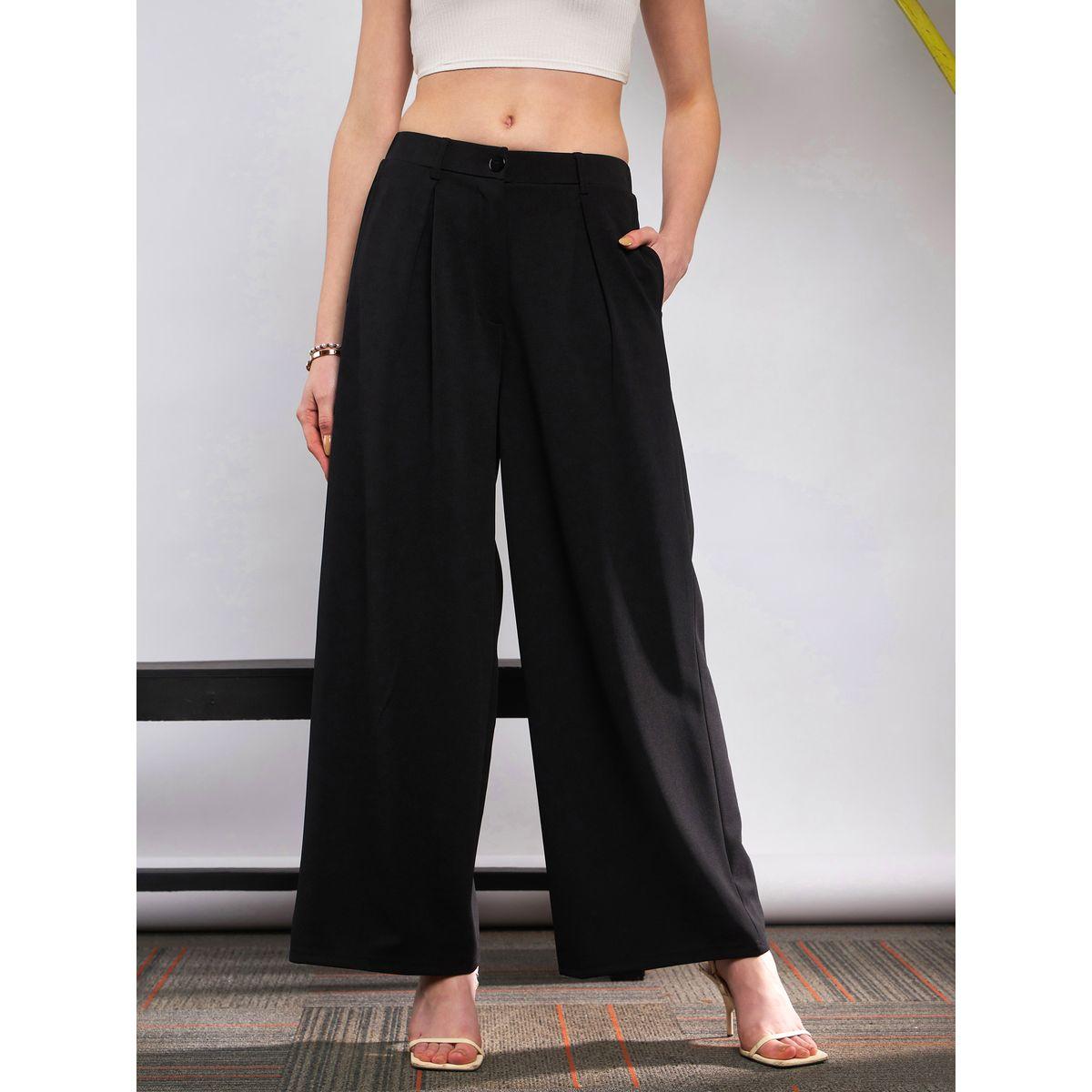 بنطال بقصة واسعة مع كسرات ساسافراس × ستايلي-women-clothing-bottoms-trousers-image-1