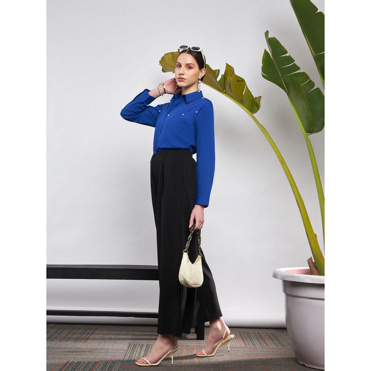 بنطال بقصة واسعة مع كسرات ساسافراس × ستايلي-women-clothing-bottoms-trousers-image-2