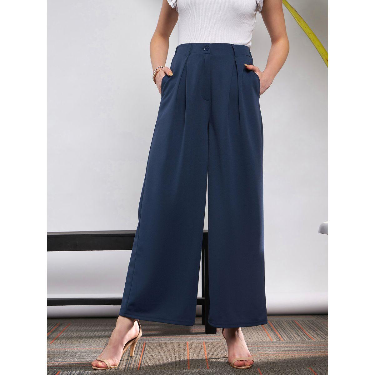 بنطال بقصة واسعة مع كسرات ساسافراس × ستايلي-women-clothing-bottoms-trousers-image-2