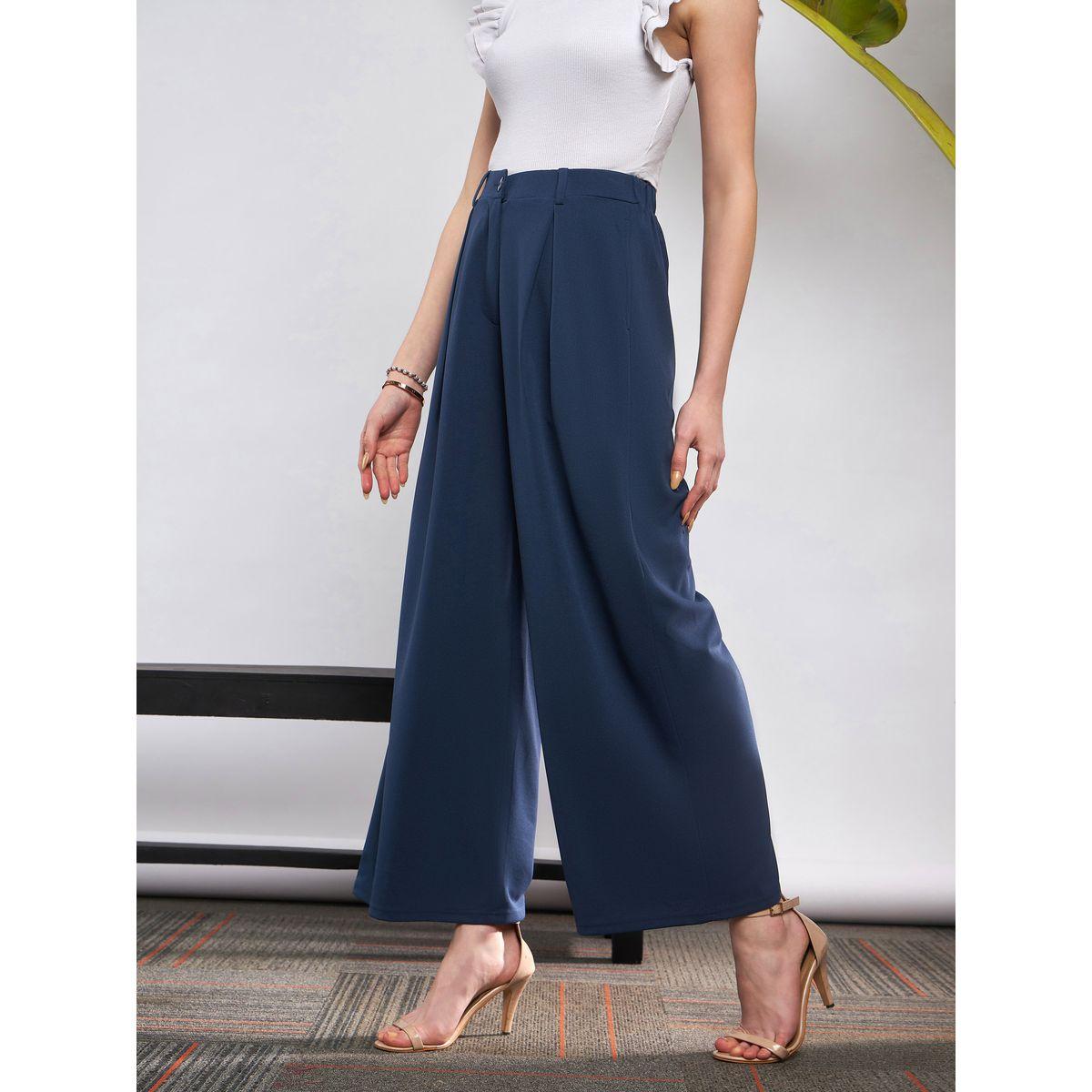 بنطال بقصة واسعة مع كسرات ساسافراس × ستايلي-women-clothing-bottoms-trousers-image-3