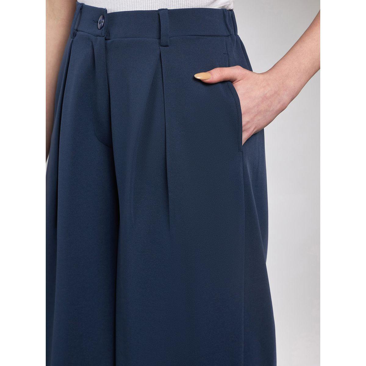 بنطال بقصة واسعة مع كسرات ساسافراس × ستايلي-women-clothing-bottoms-trousers-image-4
