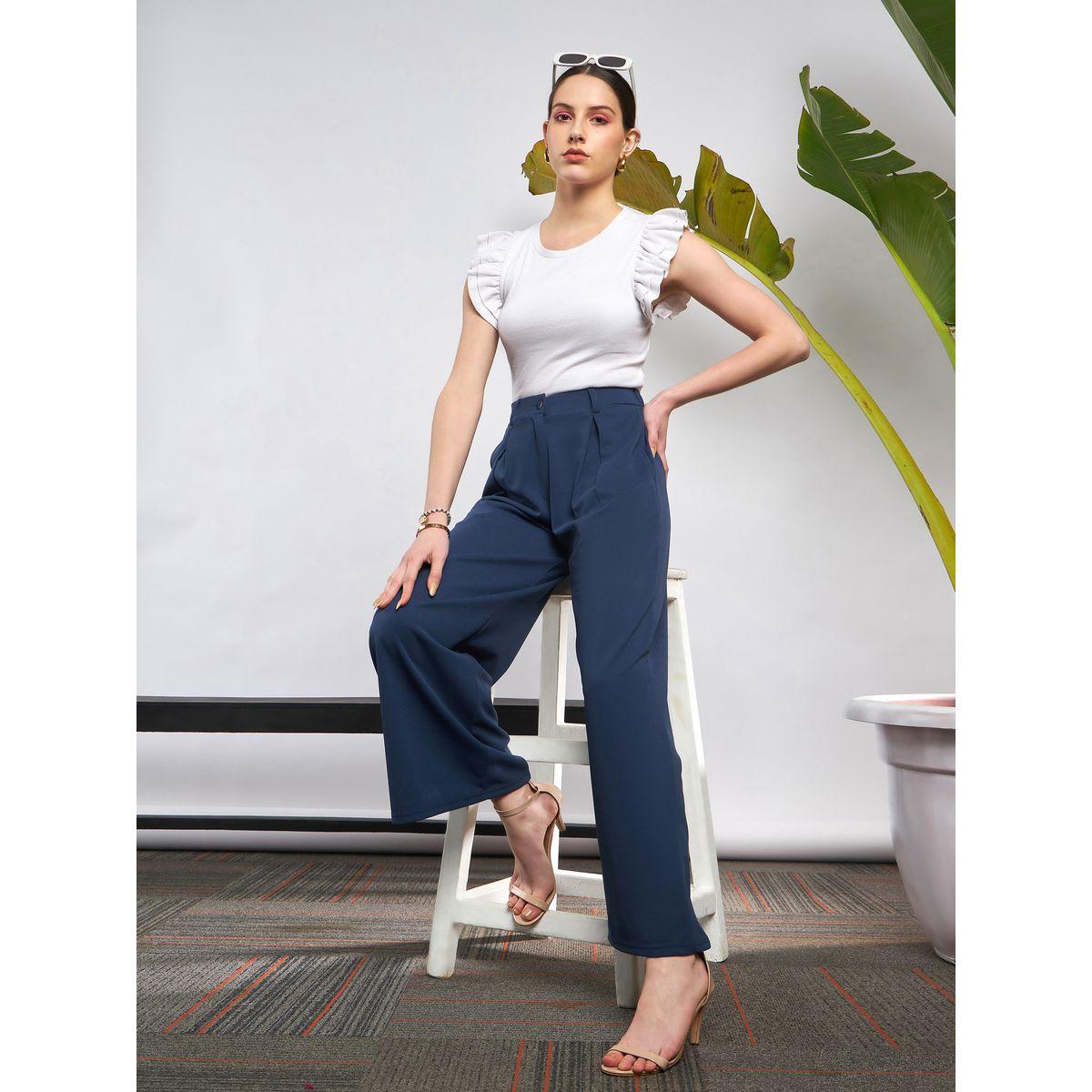 بنطال بقصة واسعة مع كسرات ساسافراس × ستايلي-women-clothing-bottoms-trousers-image-6