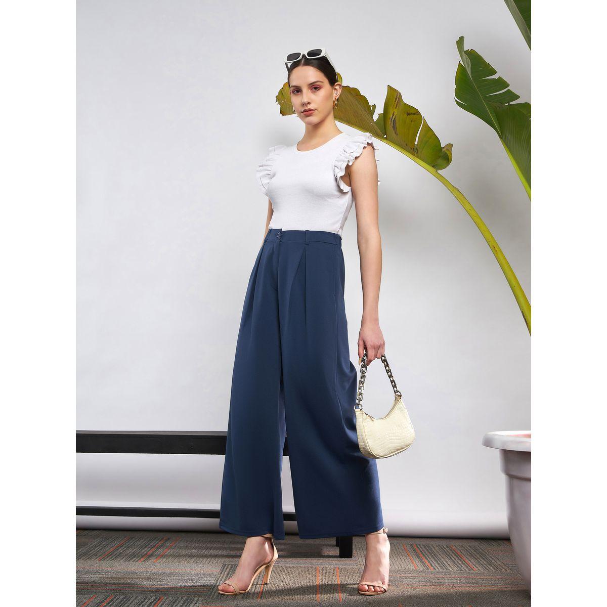 بنطال بقصة واسعة مع كسرات ساسافراس × ستايلي-women-clothing-bottoms-trousers-image-7