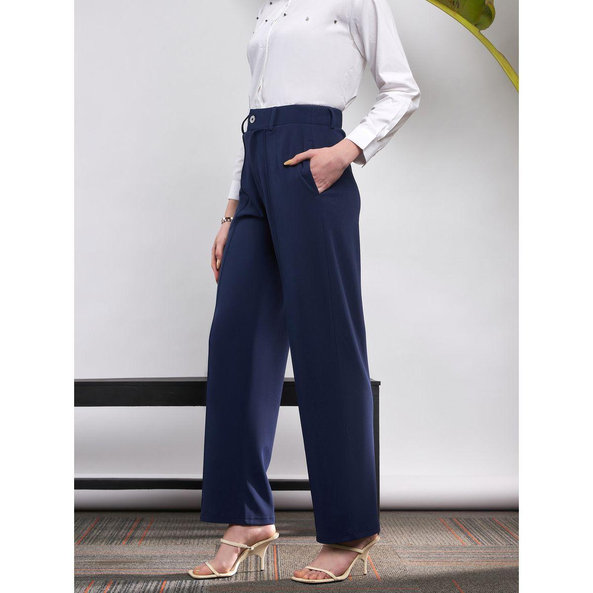 بنطال بارجل مستقيمة مع تفاصيل محبوكة ساسافراس × ستايلي-women-clothing-bottoms-trousers-image-3