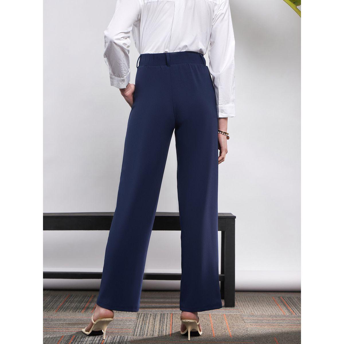 بنطال بارجل مستقيمة مع تفاصيل محبوكة ساسافراس × ستايلي-women-clothing-bottoms-trousers-image-5