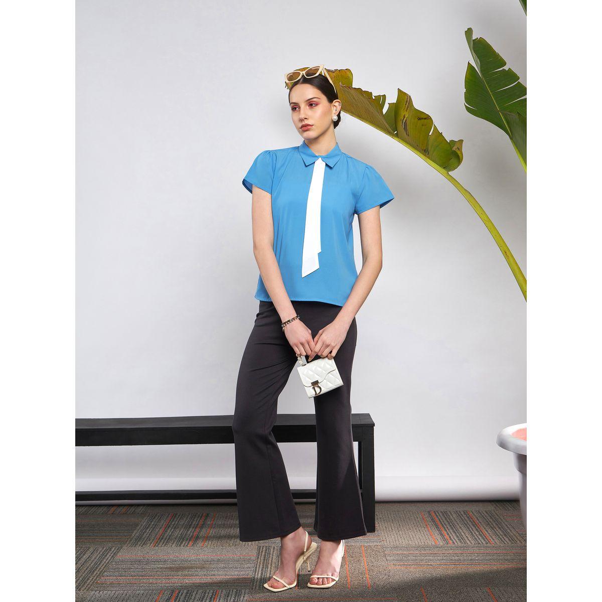 Sassafras X Styli  Solid Knit Bell Bottom Pants-women-clothing-bottoms-trousers-image-2