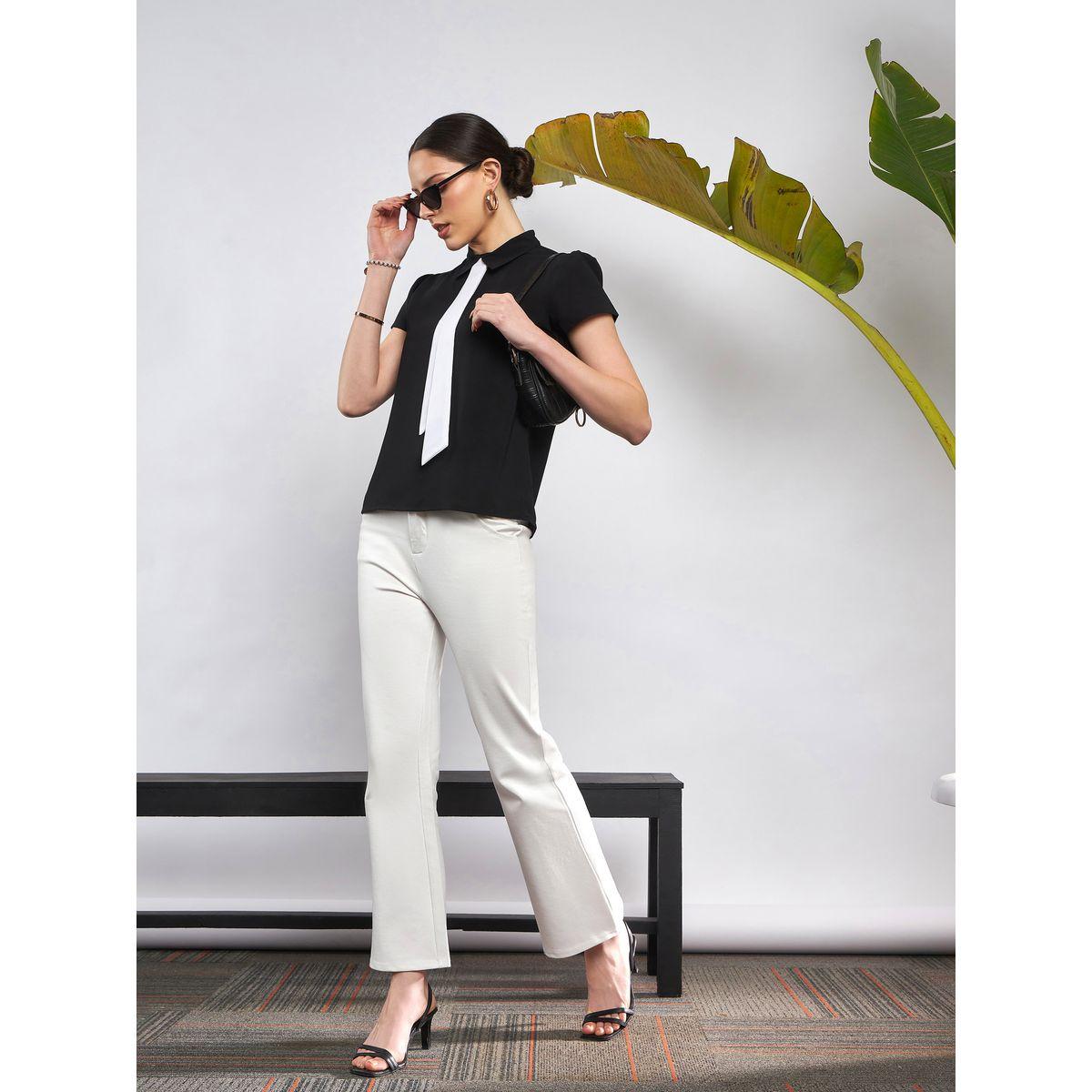 Sassafras X Styli  Solid Knit Bell Bottom Pants-women-clothing-bottoms-trousers-image-2