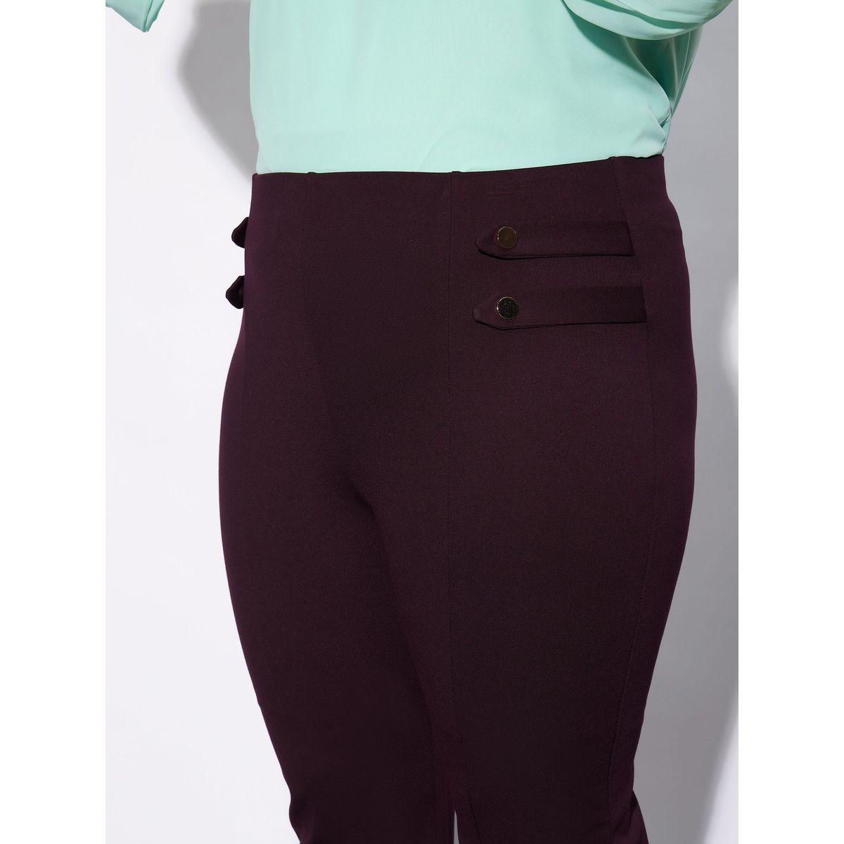 Sassafras X Styli  Plus Solid Bell Bottom Trouser with Button Detail-women-clothing-bottoms-trousers-image-4