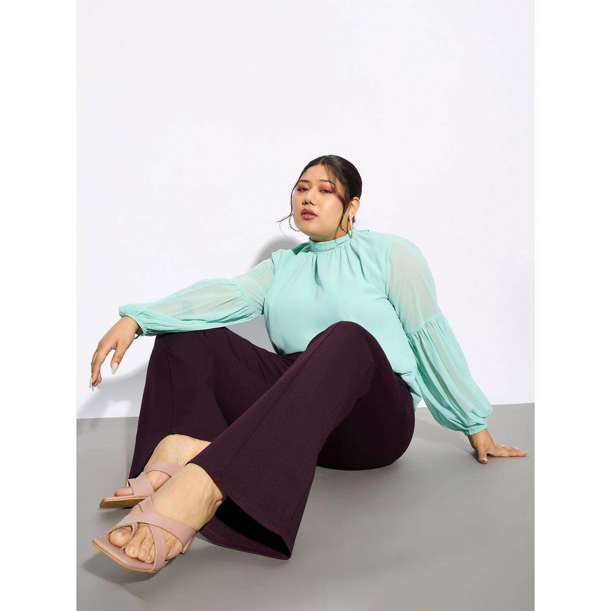 Sassafras X Styli  Plus Solid Bell Bottom Trouser with Button Detail-women-clothing-bottoms-trousers-image-6