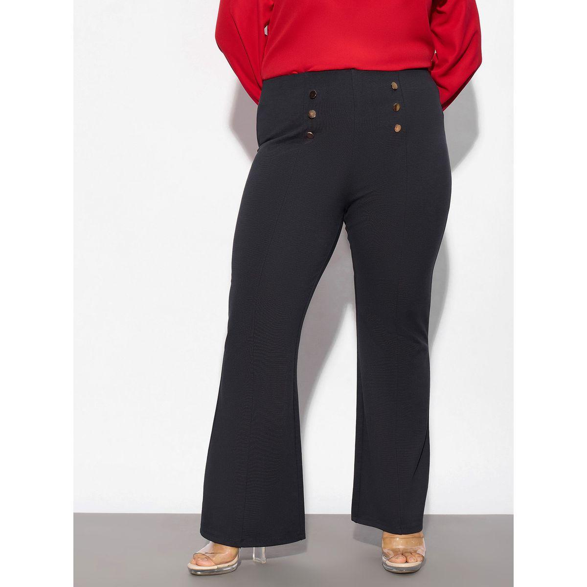 Sassafras X Styli  Plus Mock Button Detail Bell Bottom Trouser-women-clothing-bottoms-trousers-image-1