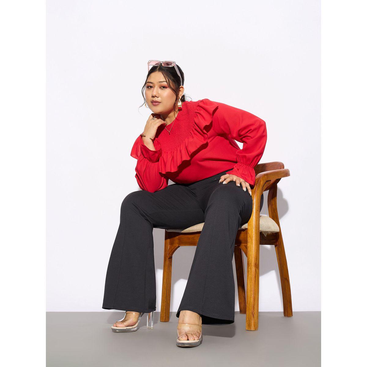 Sassafras X Styli  Plus Mock Button Detail Bell Bottom Trouser-women-clothing-bottoms-trousers-image-6