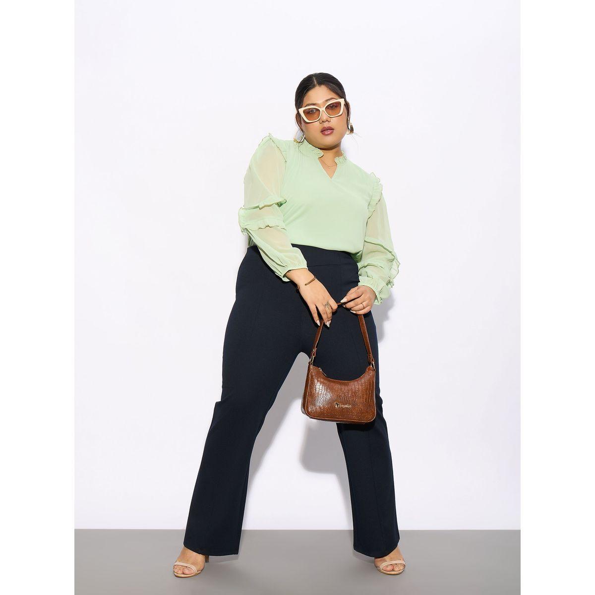 بنطال بارجل مستقيمة ومقاس كبير مع درزات ساسافراس × ستايلي-women-clothing-bottoms-trousers-image-6