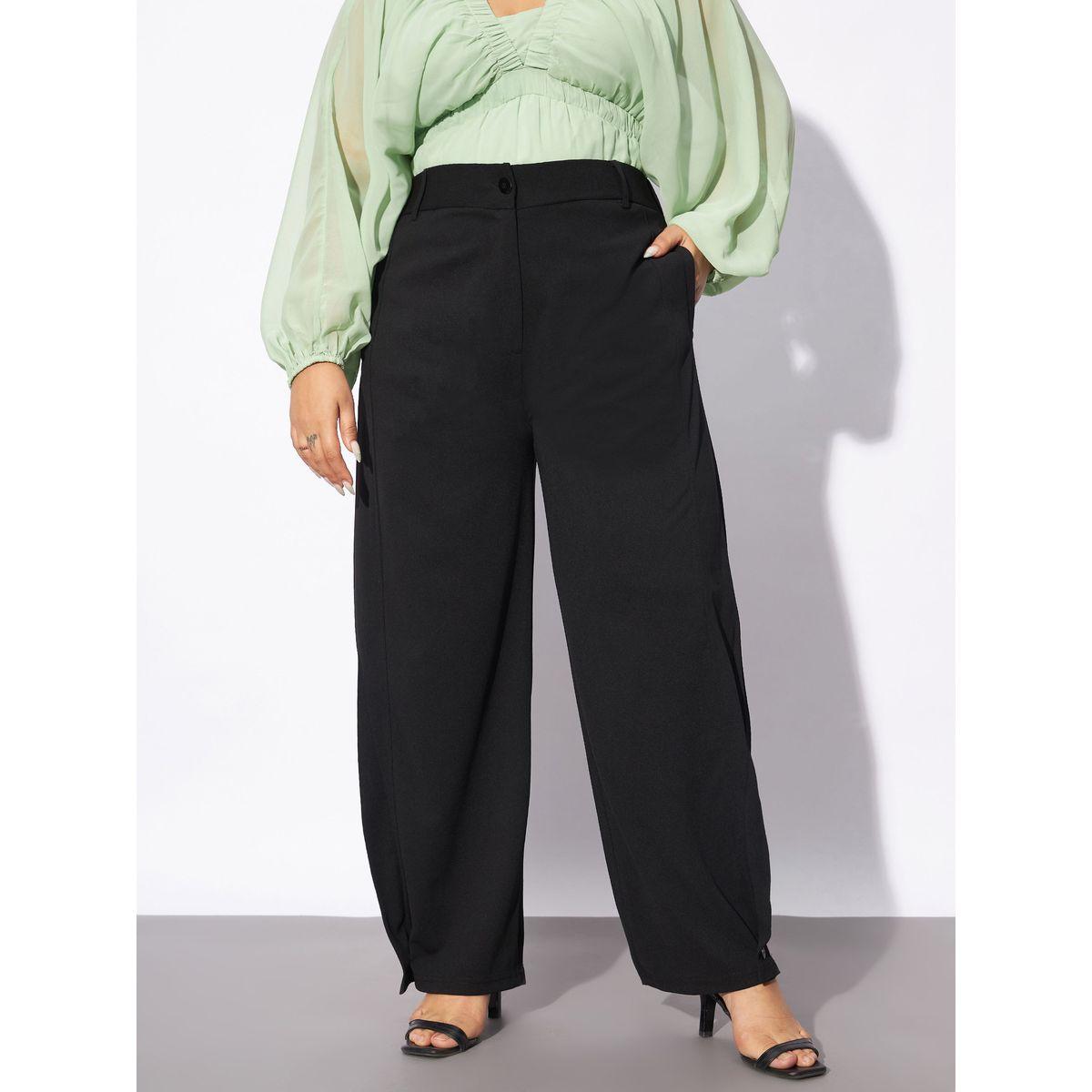 Sassafras X Styli  Plus Hem Button Detail Straight Pants-women-clothing-bottoms-trousers-image-1