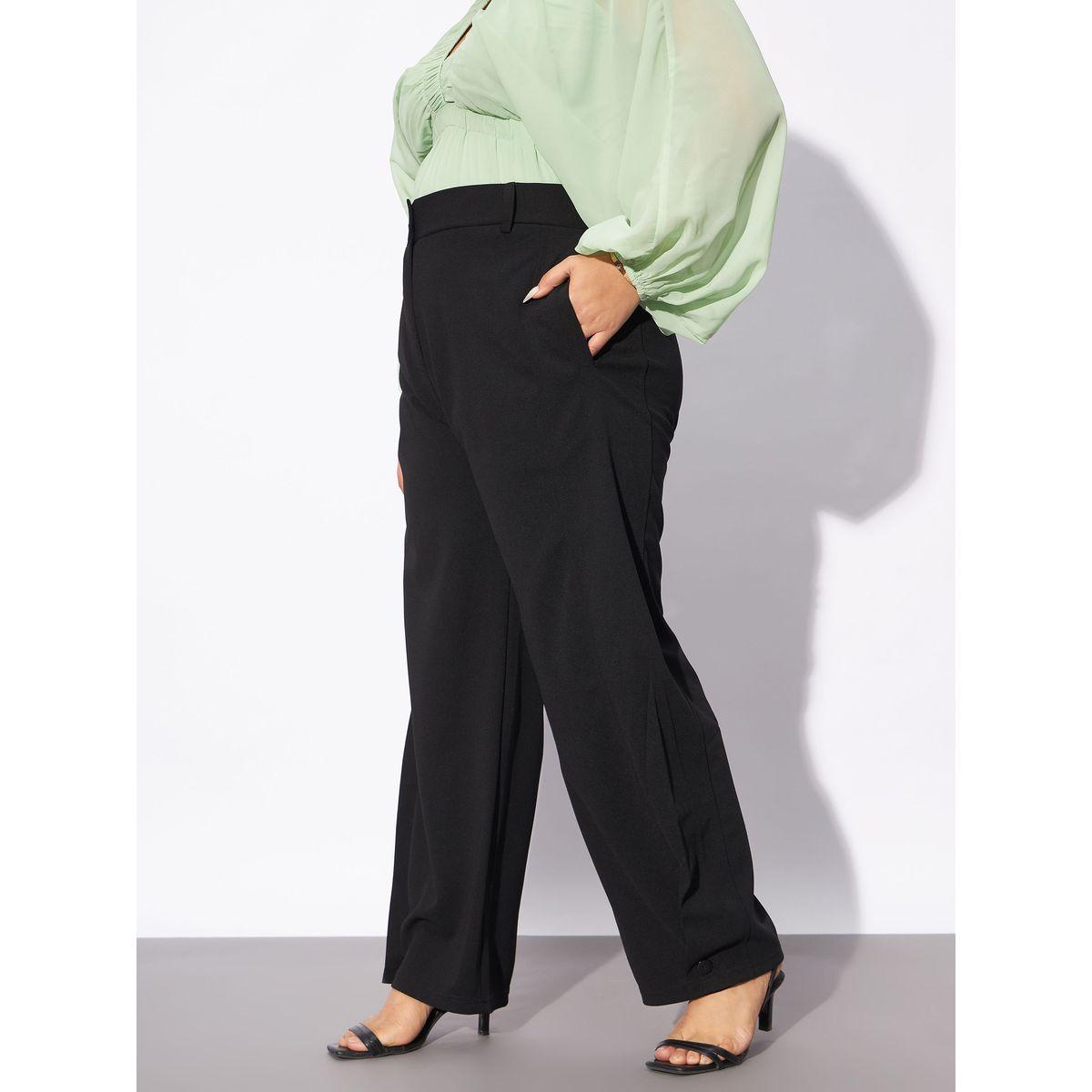 Sassafras X Styli  Plus Hem Button Detail Straight Pants-women-clothing-bottoms-trousers-image-3