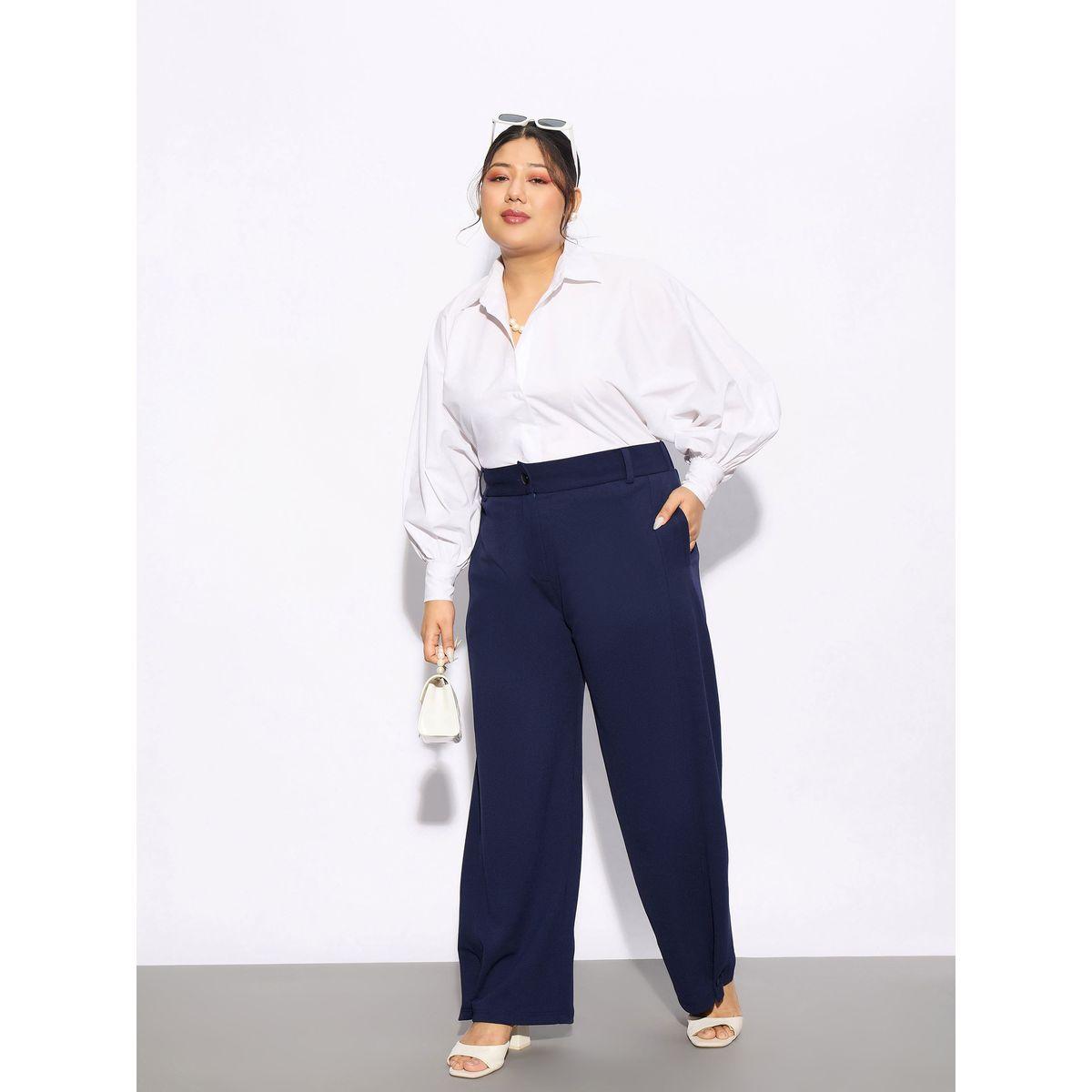 بنطال بارجل مستقيمة ومقاس كبير مع ازرار ساسافراس × ستايلي-women-clothing-bottoms-trousers-image-2