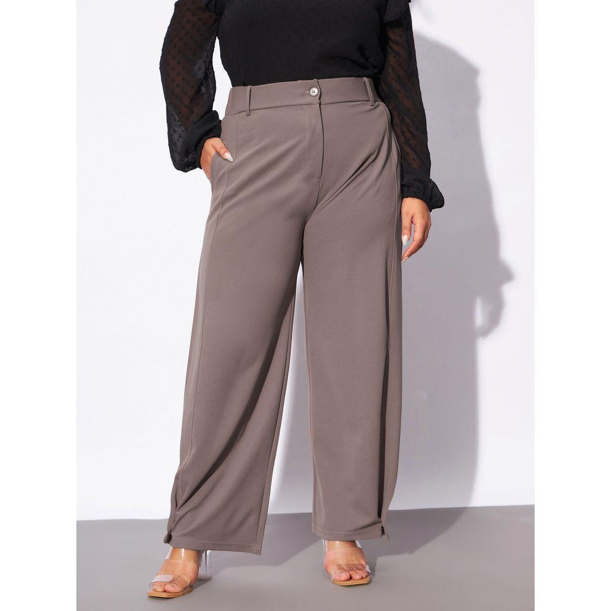 Sassafras X Styli  Plus Hem Button Detail Straight Pants-women-clothing-bottoms-trousers-image-1