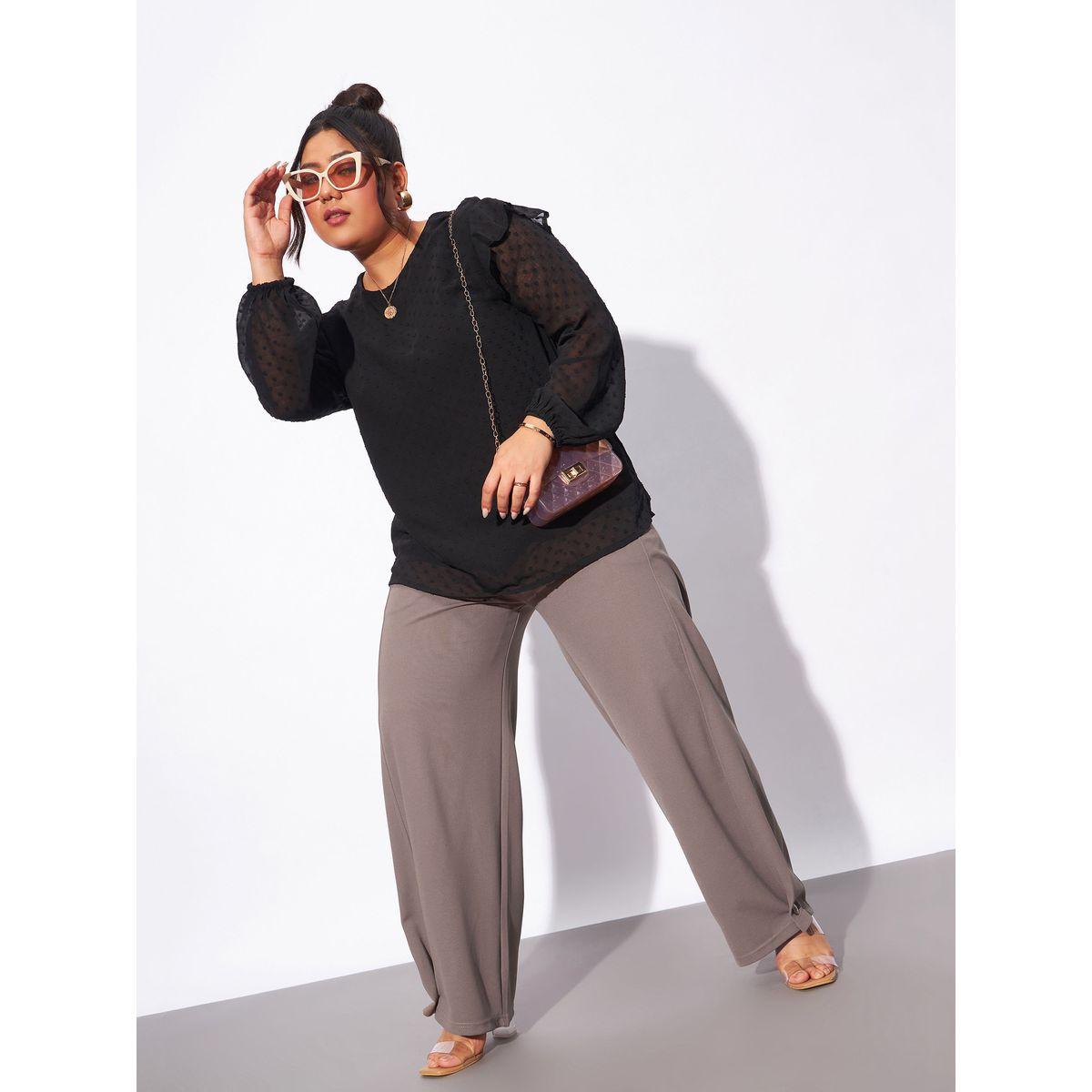 بنطال بارجل مستقيمة ومقاس كبير مع ازرار ساسافراس × ستايلي-women-clothing-bottoms-trousers-image-2