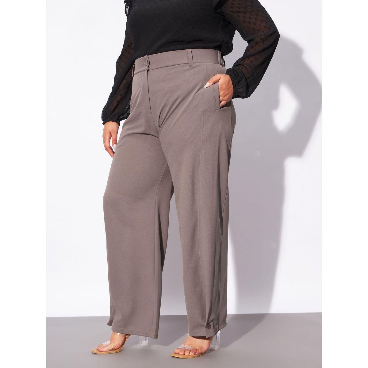 Sassafras X Styli  Plus Hem Button Detail Straight Pants-women-clothing-bottoms-trousers-image-3