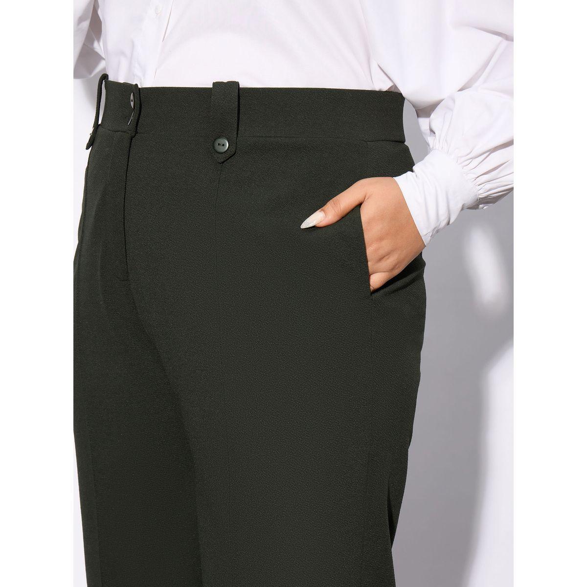 بنطال بمقاس كبير بازرار مع فتحات حزام ساسافراس × ستايلي-women-clothing-bottoms-trousers-image-4