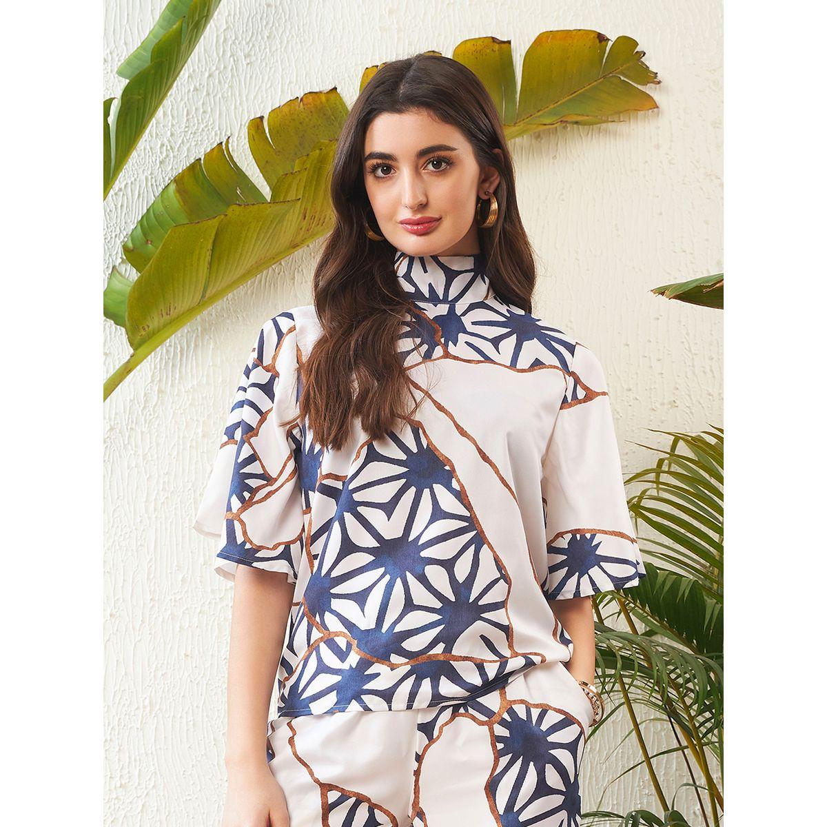 طقم منسق من بنطال بارجل واسعة مع بلوزة بياقة عالية ساسافراس × ستايلي-women-clothing-coordsets-image-2