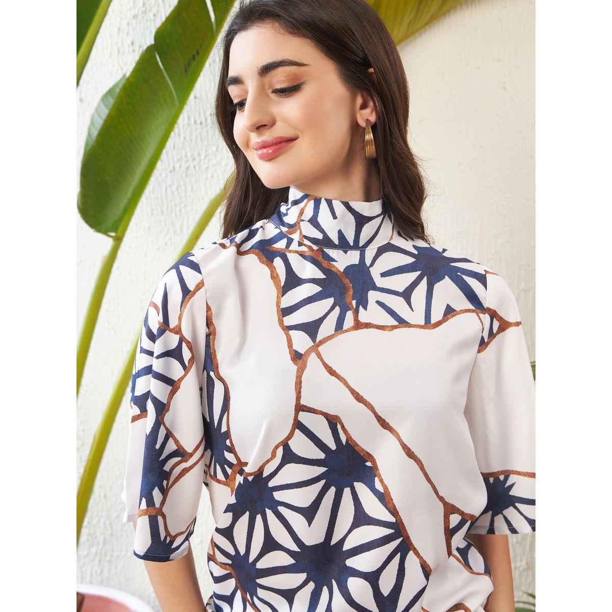 طقم منسق من بنطال بارجل واسعة مع بلوزة بياقة عالية ساسافراس × ستايلي-women-clothing-coordsets-image-4