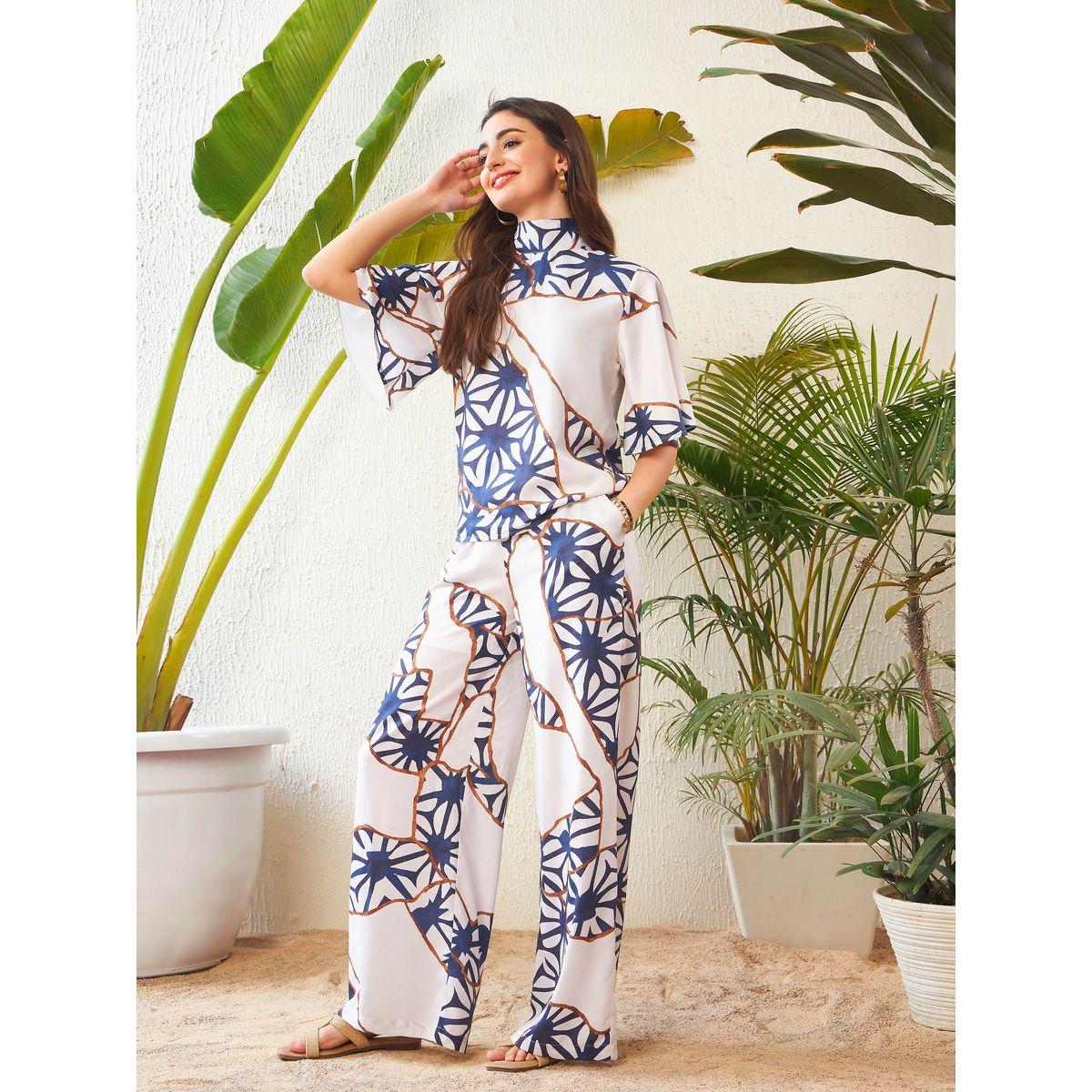 طقم منسق من بنطال بارجل واسعة مع بلوزة بياقة عالية ساسافراس × ستايلي-women-clothing-coordsets-image-8