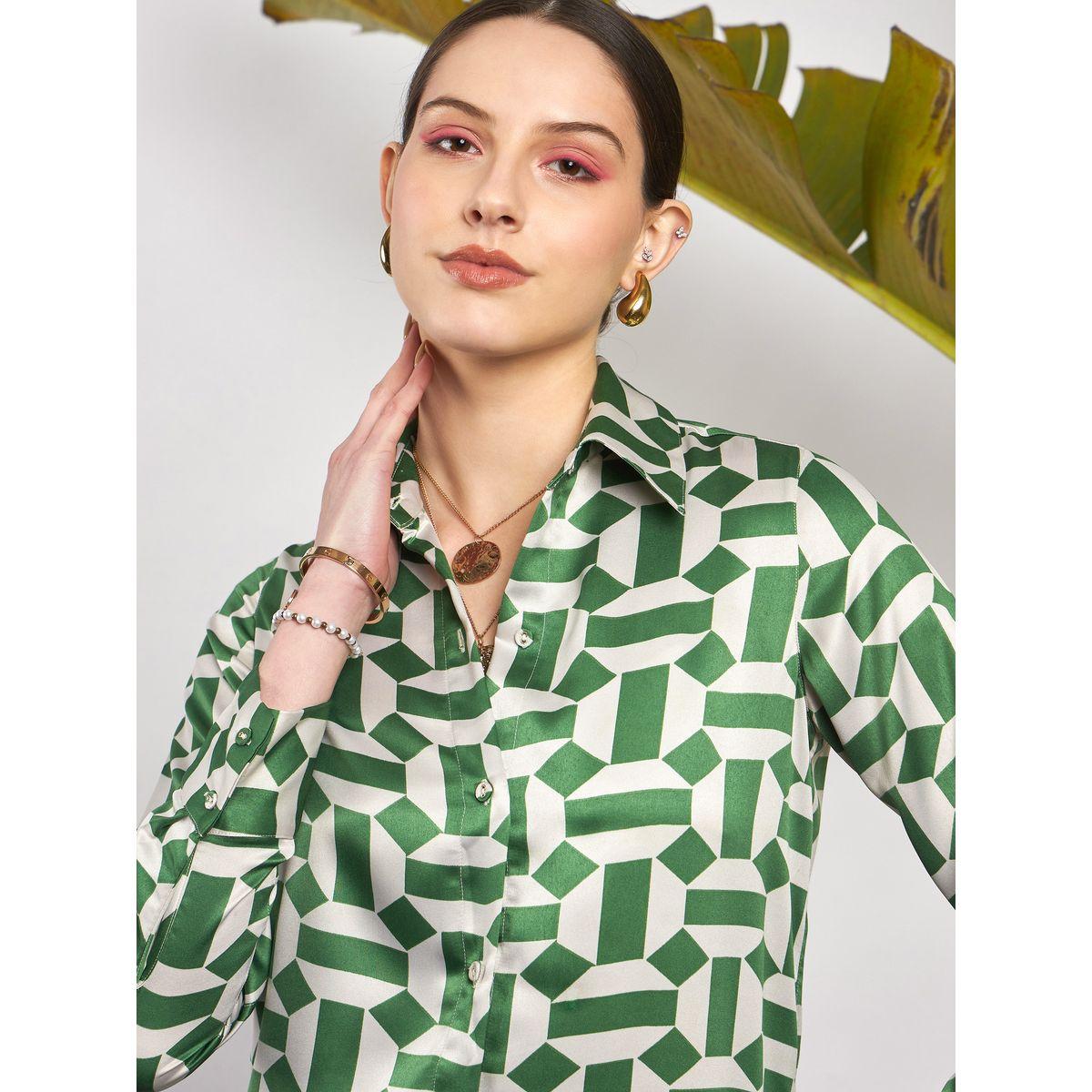 طقم منسق من تنورة مع بلوزة بطبعة هندسية ساسافراس × ستايلي-women-clothing-coordsets-image-4