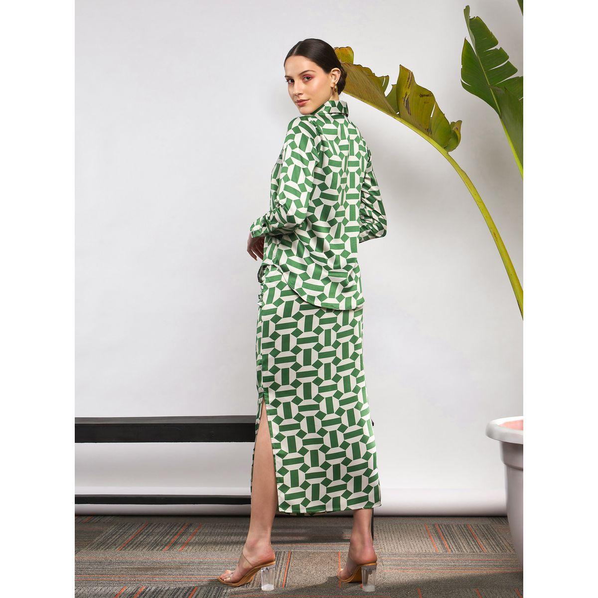 طقم منسق من تنورة مع بلوزة بطبعة هندسية ساسافراس × ستايلي-women-clothing-coordsets-image-6