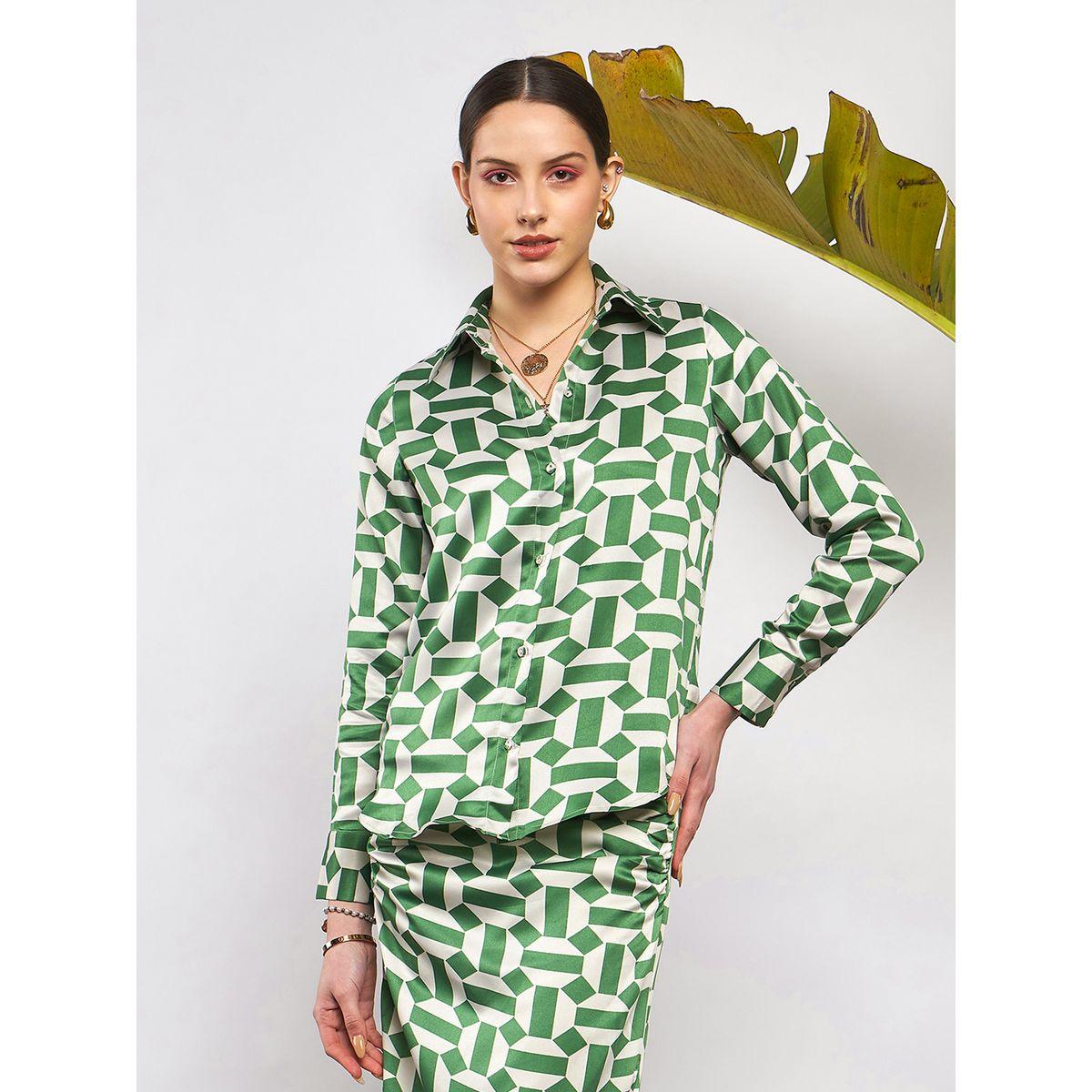 طقم منسق من تنورة مع بلوزة بطبعة هندسية ساسافراس × ستايلي-women-clothing-coordsets-image-7