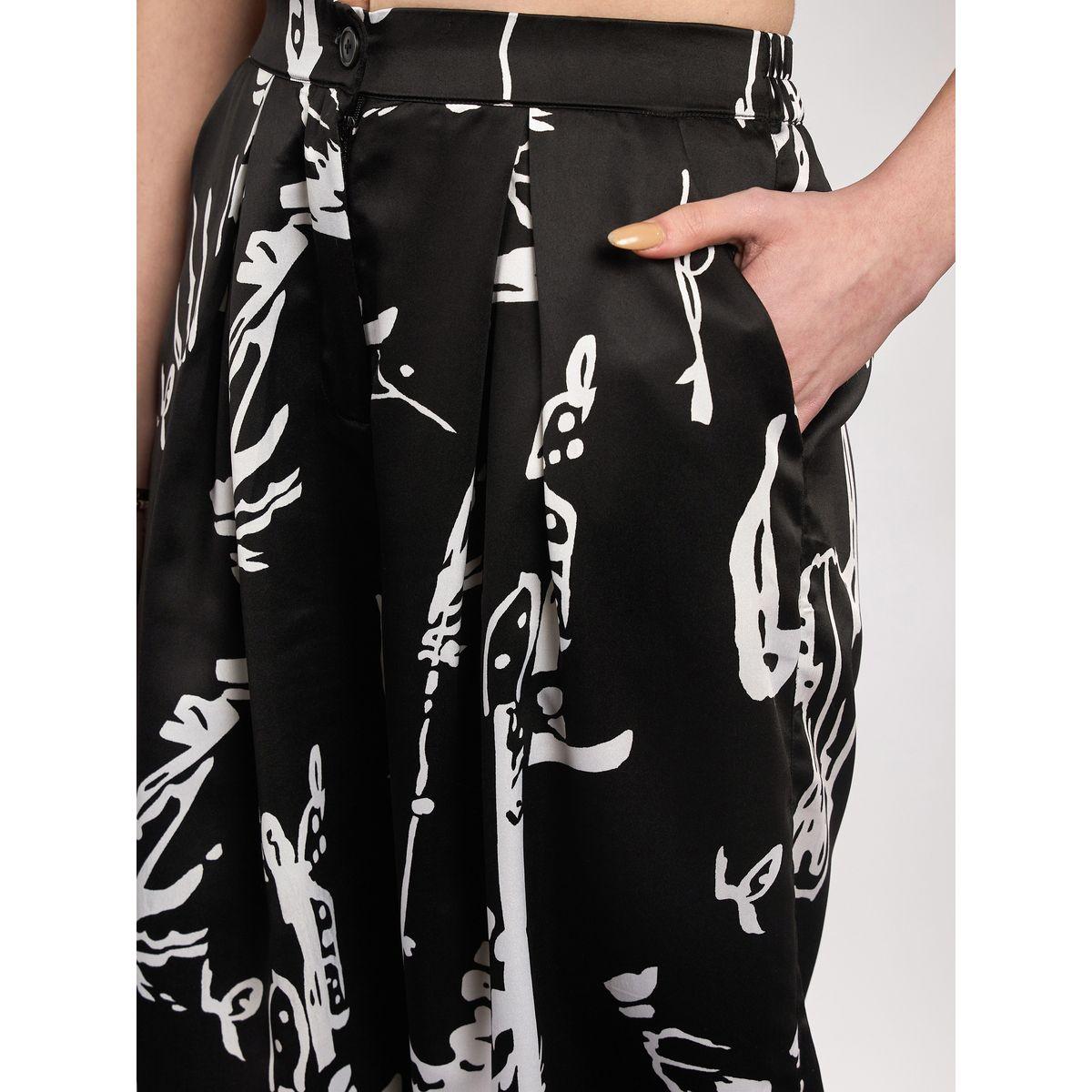 طقم منسق من بنطال مع بلوزة بطبعة مجردة واربطة ساسافراس × ستايلي-women-clothing-coordsets-image-5