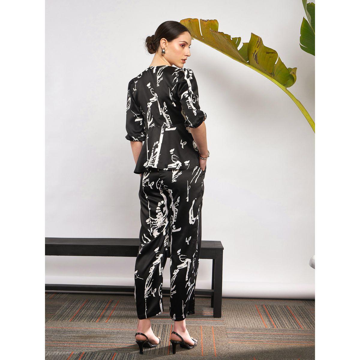 Sassafras X Styli  Abstract Print Front Tie Top & Pants Co-Ord-women-clothing-coordsets-image-6